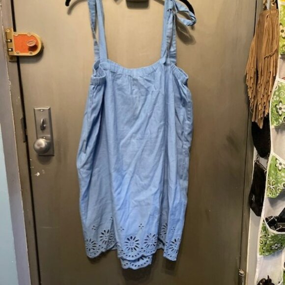 J.Crew Tie-Shoulder Hydrangea Mini Dress Embroidery Size Large - Picture 15 of 15